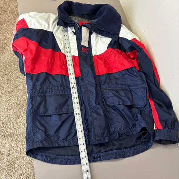 Vintage Helly Hansen Jacket Small Men’s Red White Blue 90’s Hood Shell Sailing - Picture 10 of 10